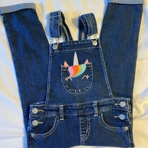 NWOT Cat & Jack Unicorn Dark Wash Overalls, XS